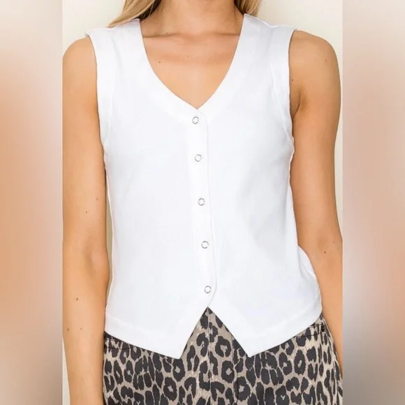 New White Birch Sleeveless Snap Down Vest in White Size XL - Picture 6 of 9